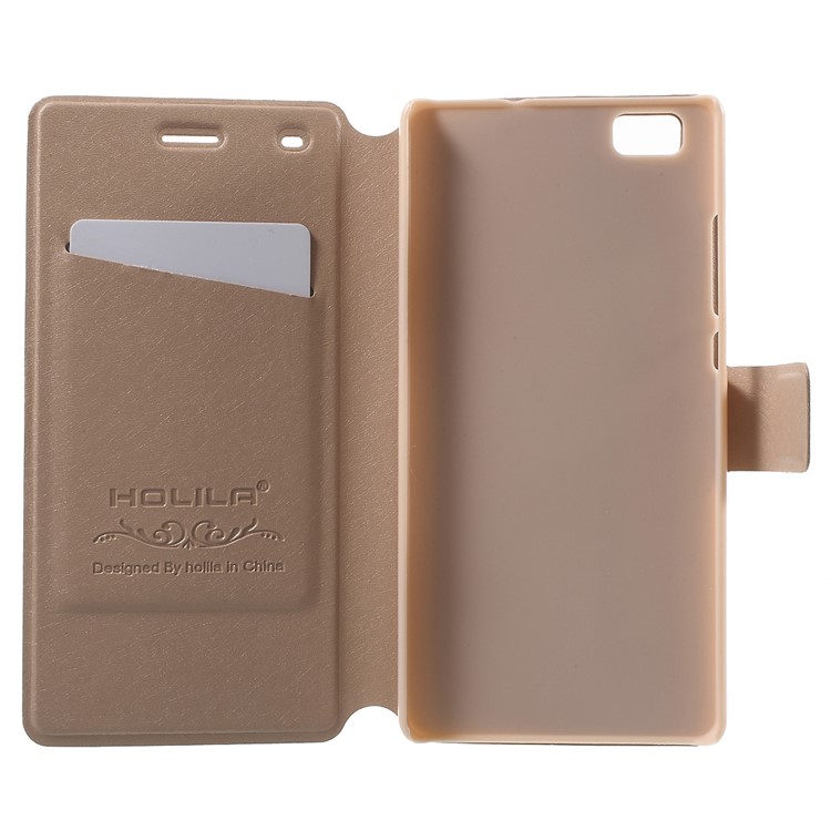 HOLILA Silk Grain Leather Card Holder Cover for Huawei Ascend P8 Lite - Gold-4