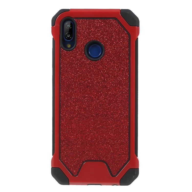 Glitter Powder Drop Resistant PC TPU Hybrid Phone Case for Huawei P20 Lite / Nova 3e - Red-2