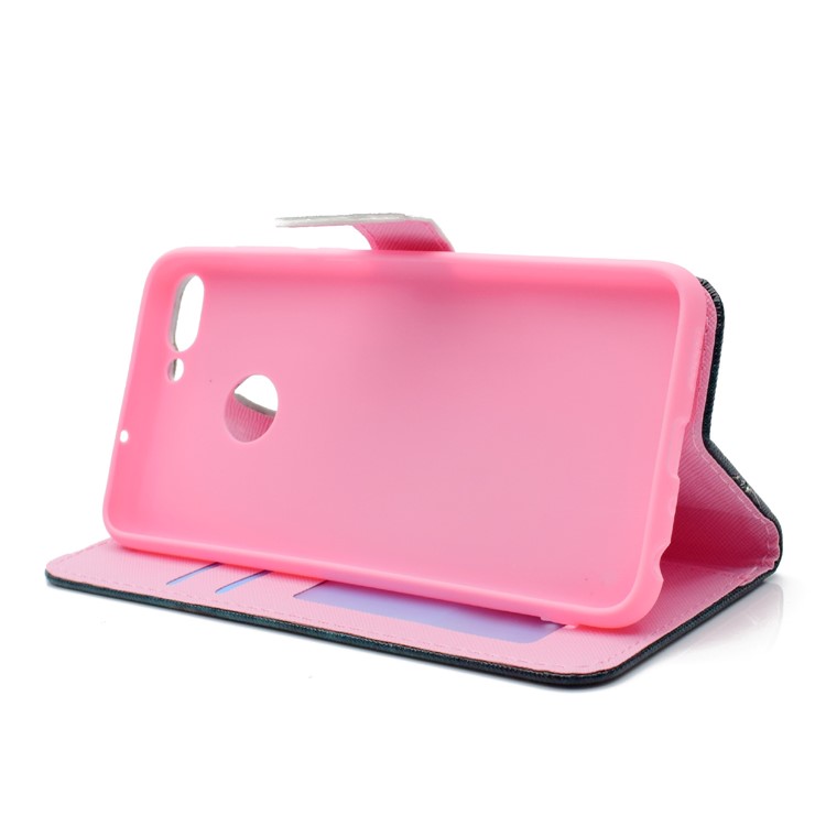 Patterned Wallet Stand Leather Phone Case for Huawei P Smart / Enjoy 7S - Bookshelf-8