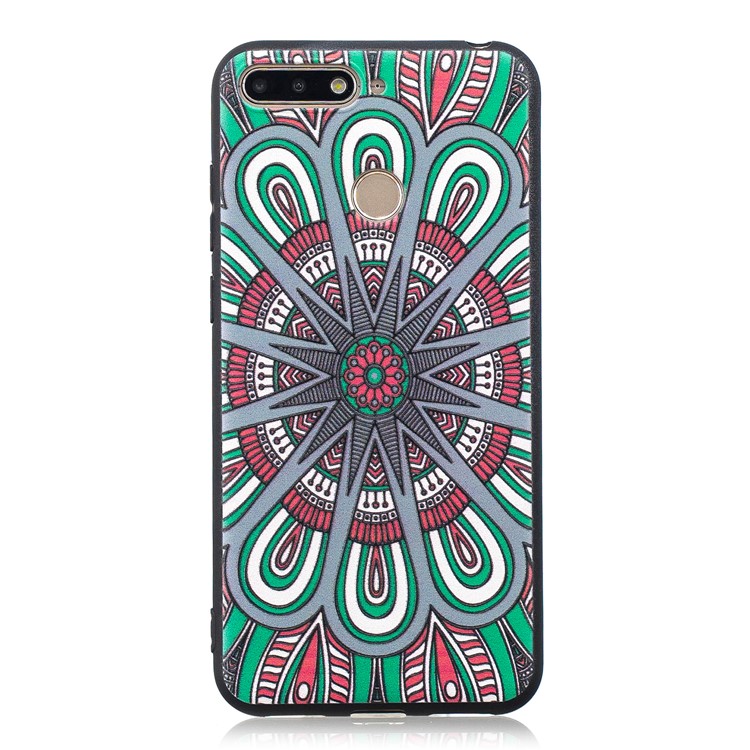 Pattern Printing Embossment Soft TPU Cell Phone Cover for Huawei Honor 7A (with Fingerprint Sensor) / Honor 7A Pro / Enjoy 8e - Symmetric Pattern-2