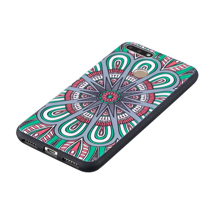 Pattern Printing Embossment Soft TPU Cell Phone Cover for Huawei Honor 7A (with Fingerprint Sensor) / Honor 7A Pro / Enjoy 8e - Symmetric Pattern-3