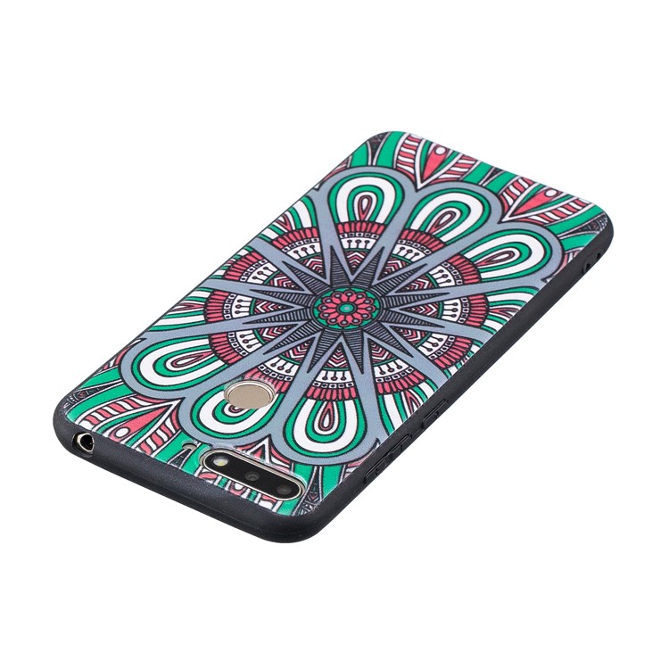 Pattern Printing Embossment Soft TPU Cell Phone Cover for Huawei Honor 7A (with Fingerprint Sensor) / Honor 7A Pro / Enjoy 8e - Symmetric Pattern-4