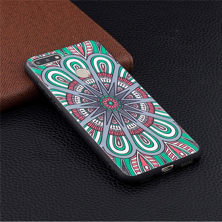 Pattern Printing Embossment Soft TPU Cell Phone Cover for Huawei Honor 7A (with Fingerprint Sensor) / Honor 7A Pro / Enjoy 8e - Symmetric Pattern-6