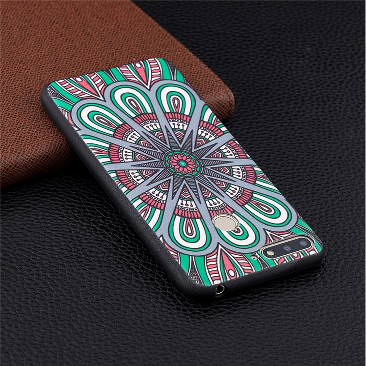 Pattern Printing Embossment Soft TPU Cell Phone Cover for Huawei Honor 7A (with Fingerprint Sensor) / Honor 7A Pro / Enjoy 8e - Symmetric Pattern-7