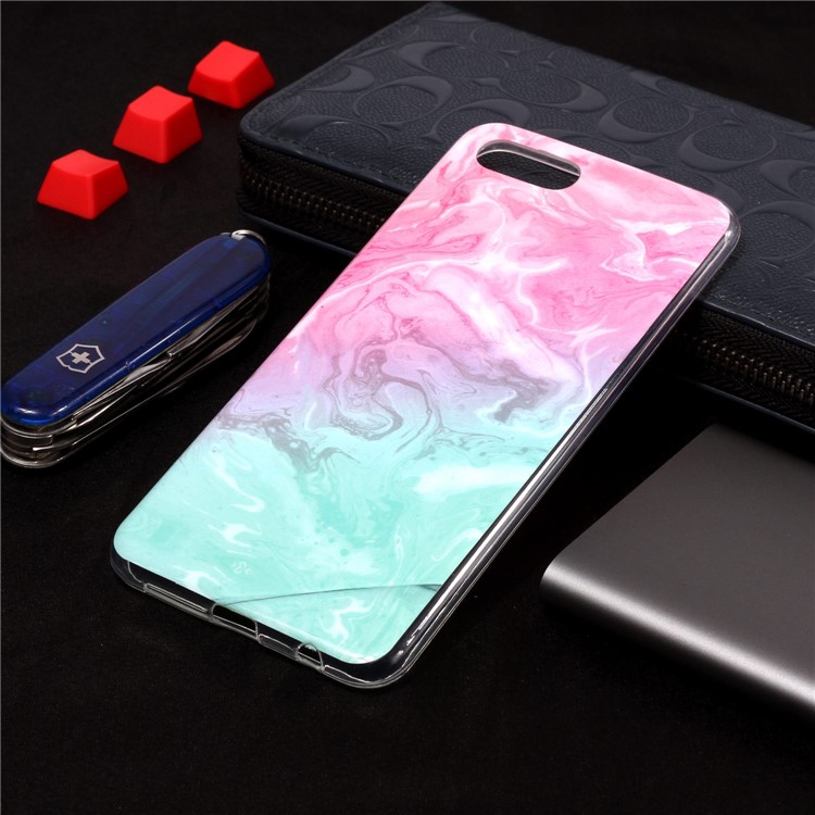 Pattern Printing IMD TPU Phone Case for Huawei Y5 (2018) / Y5 Prime (2018) / Honor 7s / Play 7 - Pink / Blue Marble-4