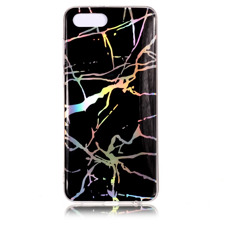 Marble Pattern Color Plated IMD Soft TPU Case for Huawei Y5 (2018) / Y5 Prime (2018) / Honor 7s / Play 7 - Black-1