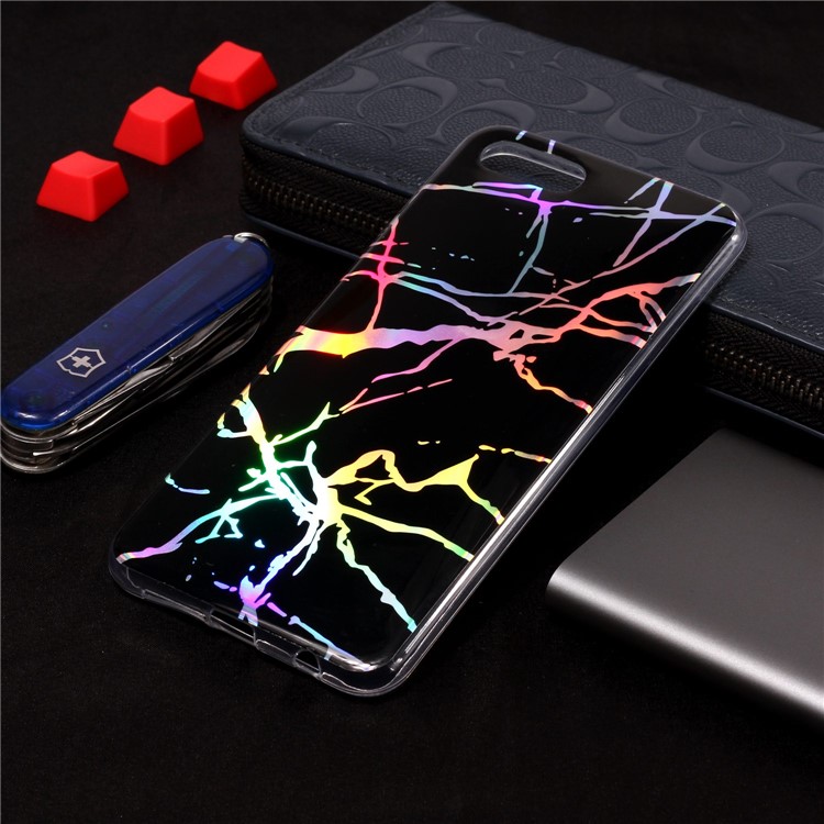 Marble Pattern Color Plated IMD Soft TPU Case for Huawei Y5 (2018) / Y5 Prime (2018) / Honor 7s / Play 7 - Black-4