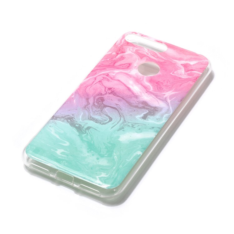 Marble Pattern IMD TPU Mobile Phone Case for Huawei Y6 (2018) / Honor 7A (without Fingerprint Sensor) - Pink / Green-2