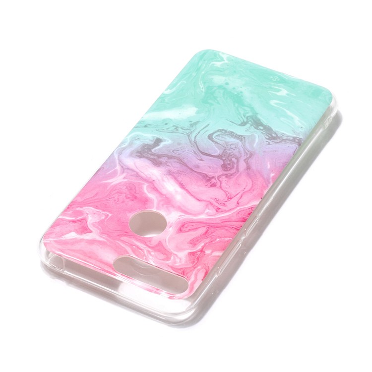 Marble Pattern IMD TPU Mobile Phone Case for Huawei Y6 (2018) / Honor 7A (without Fingerprint Sensor) - Pink / Green-3