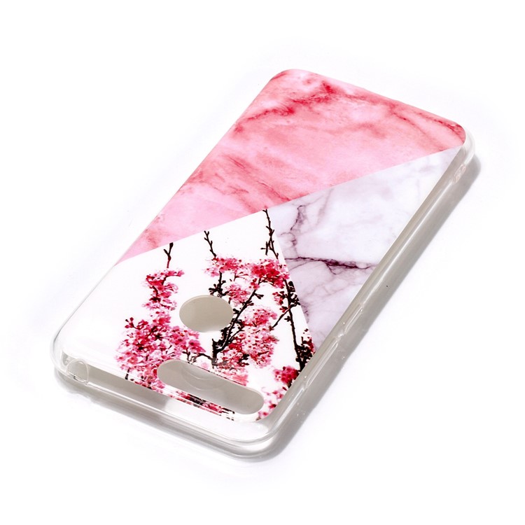 Padrão De Mármore IMD Macio TPU Caso Para Huawei Y6 (2018) / Honra 7a (sem Sensor De Impressão Digital) - Flor Rosa-3