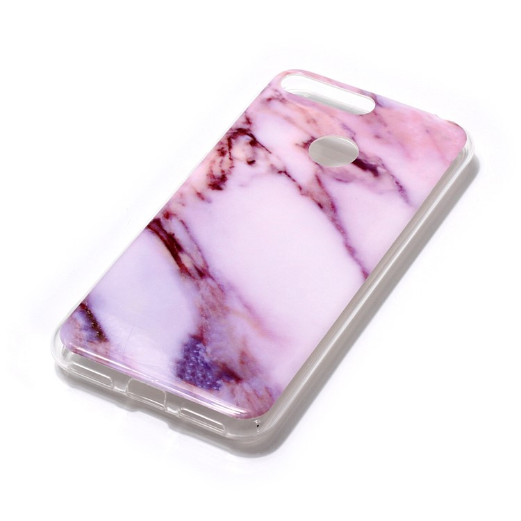 Teste Padrão De Mármore IMD TPU Caso Tampa Do Telefone Para Huawei Y6 (2018) / Honra 7a (sem Sensor De Impressão Digital) - Rosa / Branco-2