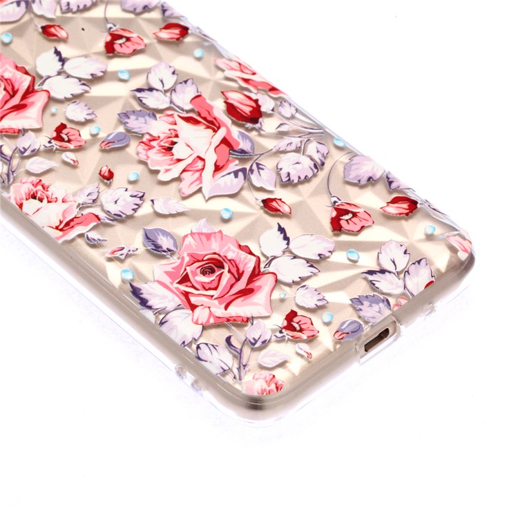 Embossed Pattern 3D Diamond Surface Soft TPU Cellphone Cover for Huawei Y5 (2018) / Y5 Prime (2018) / Honor 7s / Play 7 - Red Flowers-6