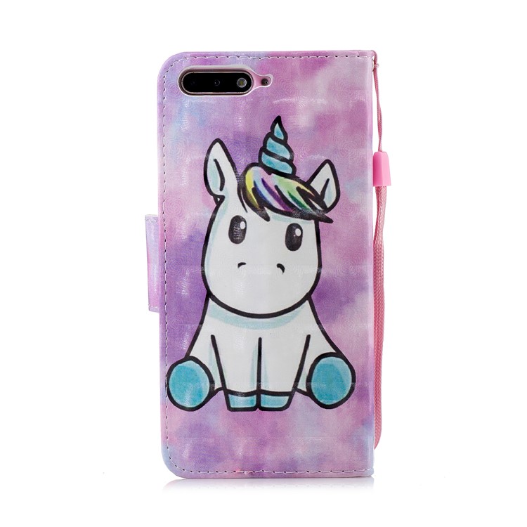 Padrão De Impressão De Luz Spot Wallet Stand Leather Flip Phone Case Para Huawei Y6 (2018) / Honra 7a (sem Sensor De Impressão Digital) - Unicórnio-2