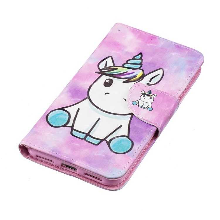 Padrão De Impressão De Luz Spot Wallet Stand Leather Flip Phone Case Para Huawei Y6 (2018) / Honra 7a (sem Sensor De Impressão Digital) - Unicórnio-4