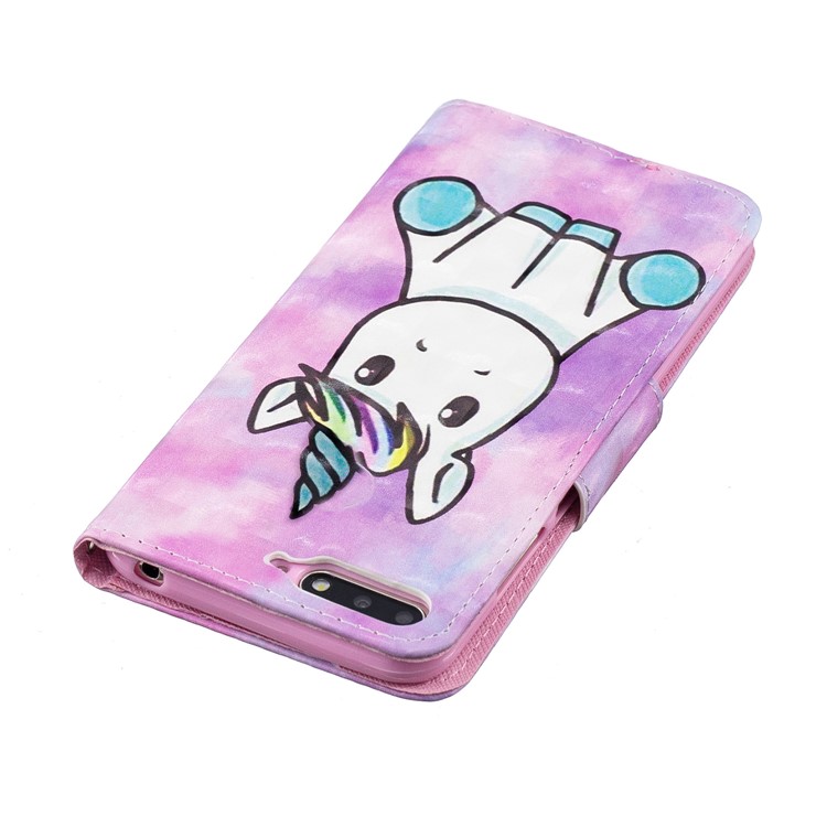 Padrão De Impressão De Luz Spot Wallet Stand Leather Flip Phone Case Para Huawei Y6 (2018) / Honra 7a (sem Sensor De Impressão Digital) - Unicórnio-5