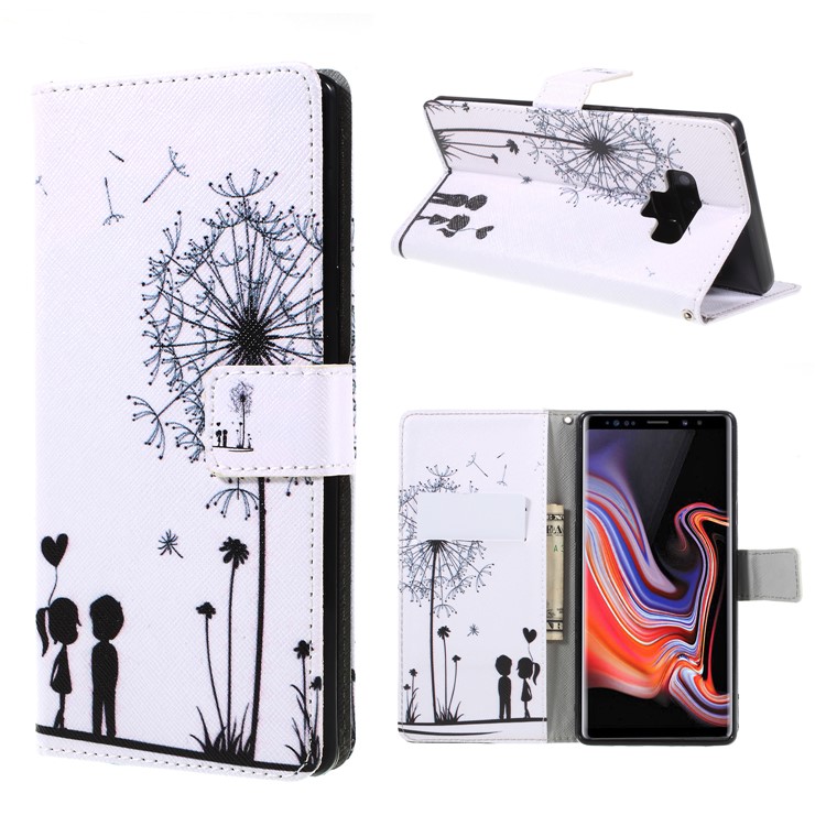 

Pattern Printing Wallet Stand Leather Protective Cover for Samsung Galaxy Note9 N960 - Dandelion and Lovers