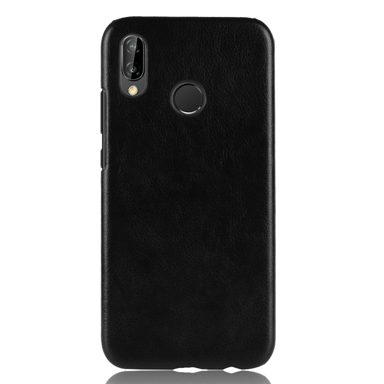 Litchi Skin Leather Coated Hard Plastic Case for Huawei P20 Lite / Nova 3e - Black-2