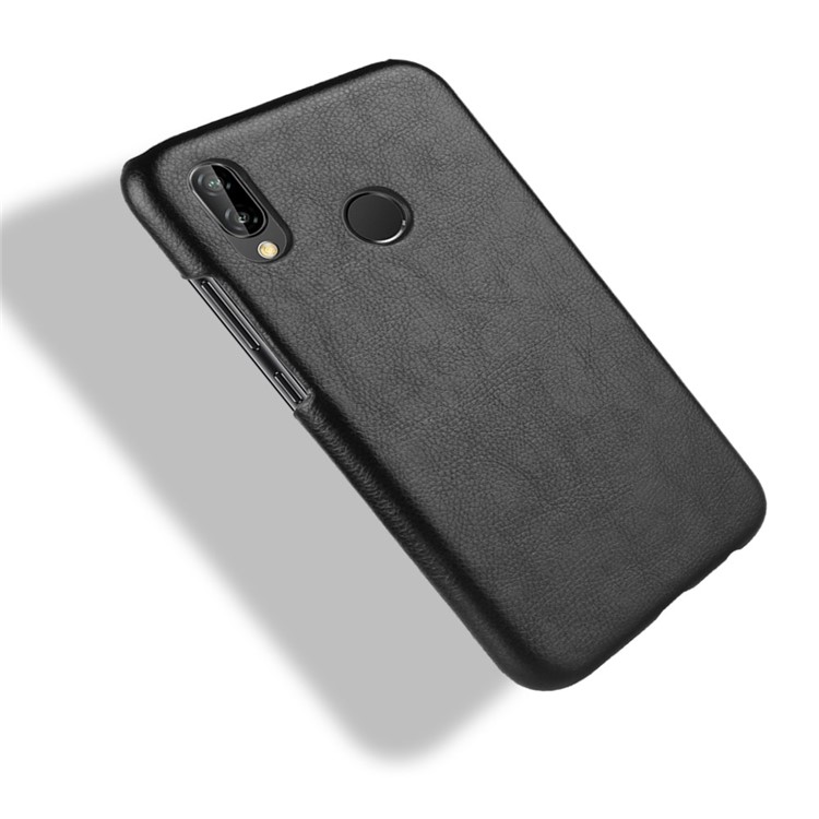 Litchi Skin Leather Coated Hard Plastic Case for Huawei P20 Lite / Nova 3e - Black-5