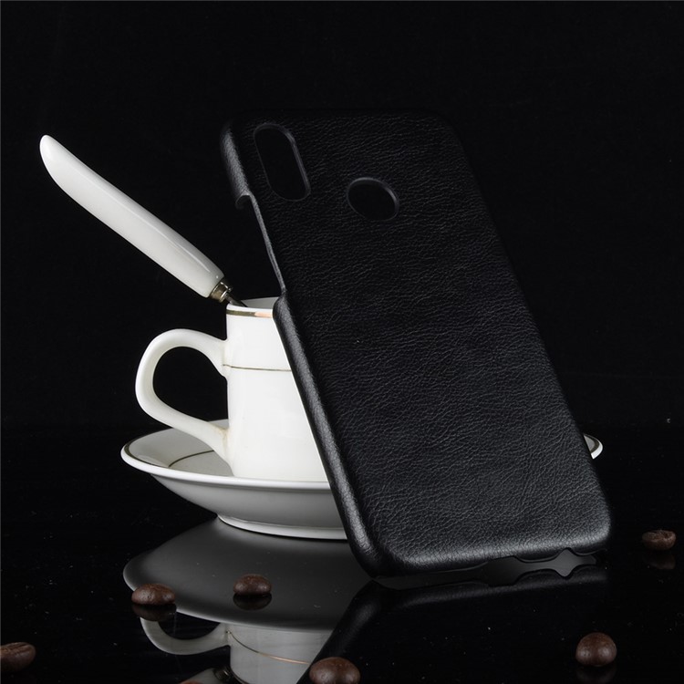 Litchi Skin Leather Coated Hard Plastic Case for Huawei P20 Lite / Nova 3e - Black-6