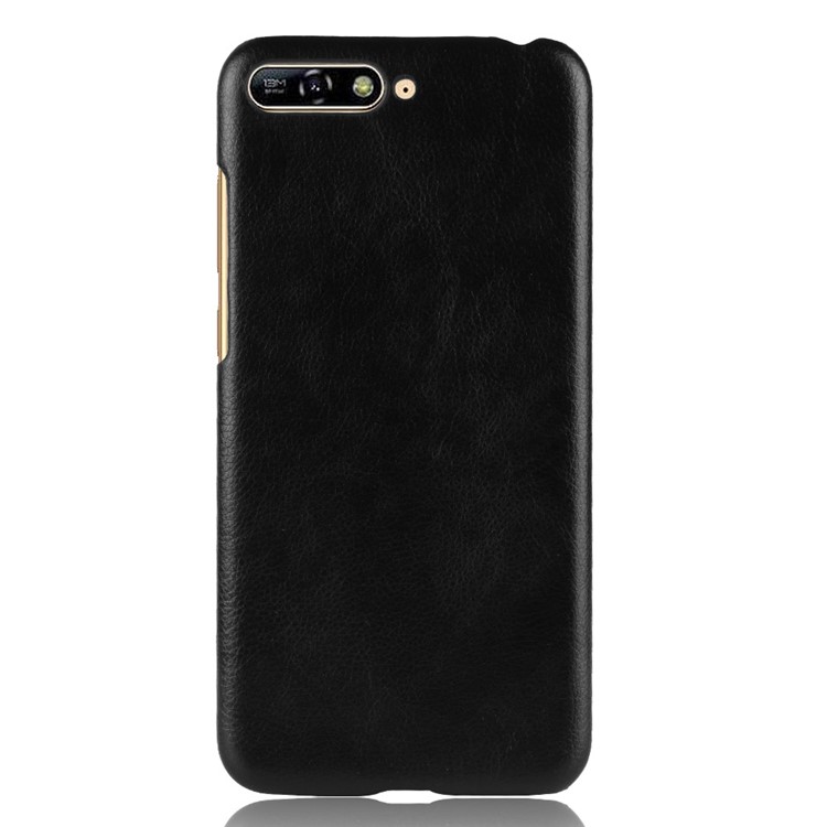 Litchi Skin Leather Coated Hard Plastic Case for Huawei Y6 (2018) / Honor 7A (without Fingerprint Sensor) - Black-2