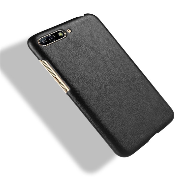 Litchi Skin Leather Coated Hard Plastic Case for Huawei Y6 (2018) / Honor 7A (without Fingerprint Sensor) - Black-4
