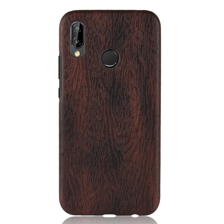 Wood Texture PU Leather Coated PC Case Cover for Huawei P20 Lite / Nova 3e - Black-2