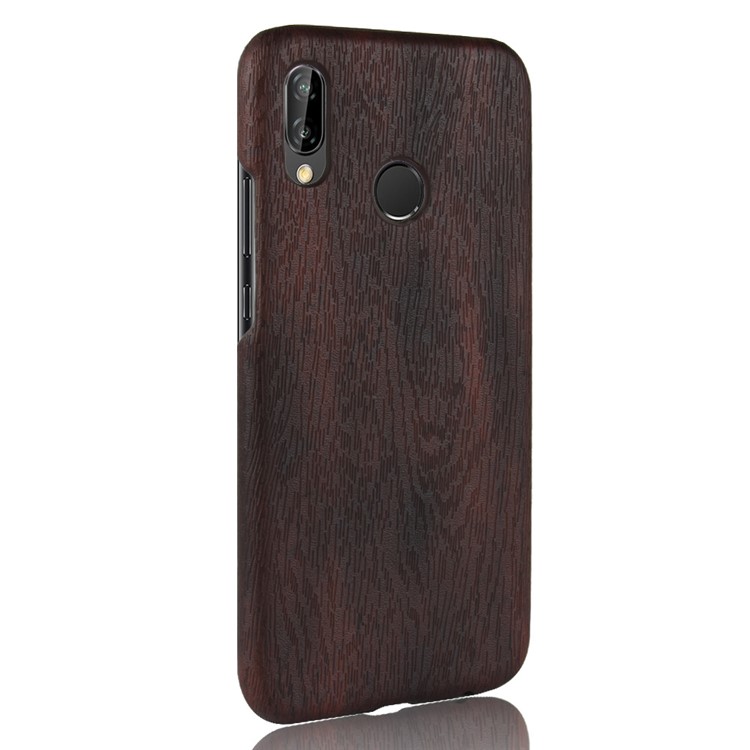 Wood Texture PU Leather Coated PC Case Cover for Huawei P20 Lite / Nova 3e - Black-3