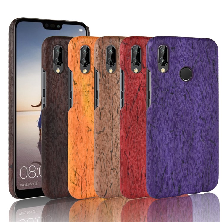 Wood Texture PU Leather Coated PC Case Cover for Huawei P20 Lite / Nova 3e - Black-6