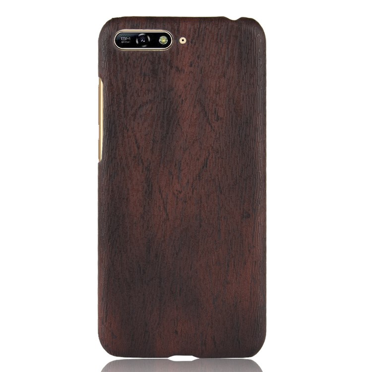 Wood Texture PU Leather Skin PC Hard Cover for Huawei Y6 (2018) / Honor 7A (without Fingerprint Sensor) - Black-2