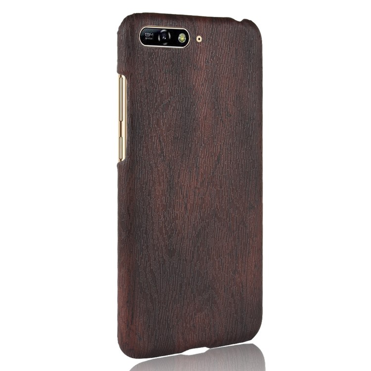 Wood Texture PU Leather Skin PC Hard Cover for Huawei Y6 (2018) / Honor 7A (without Fingerprint Sensor) - Black-3