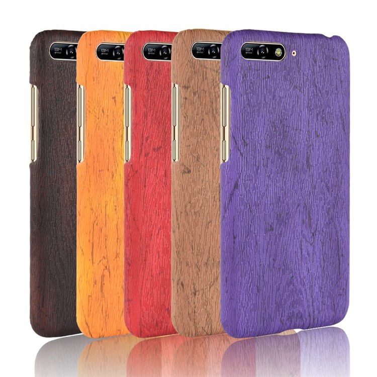 Wood Texture PU Leather Skin PC Hard Cover for Huawei Y6 (2018) / Honor 7A (without Fingerprint Sensor) - Black-6