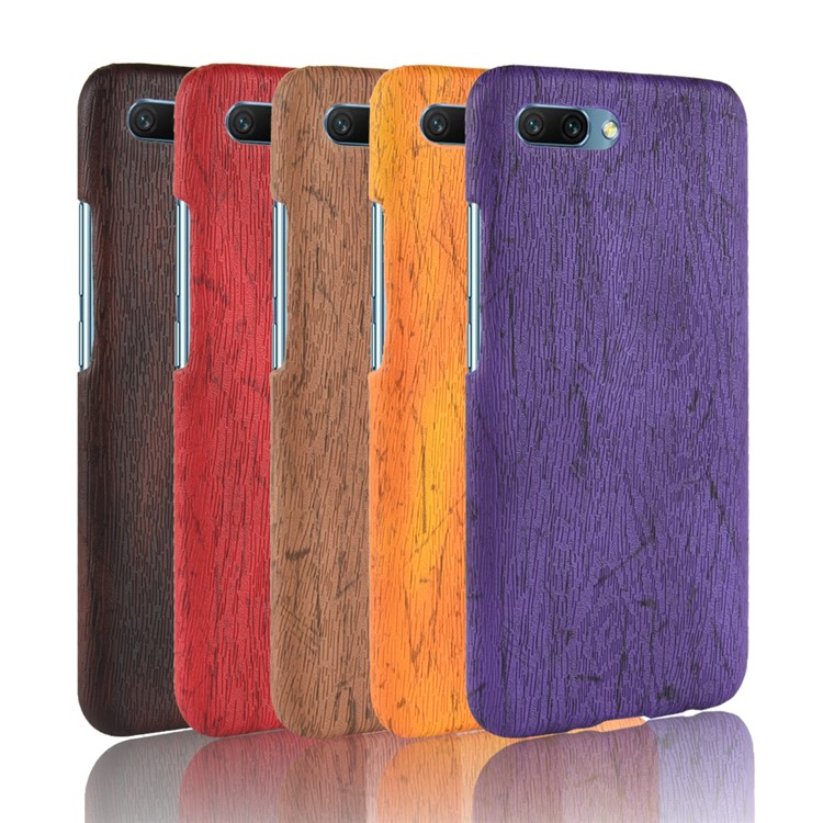 Wood Texture PU Leather Coated PC Protection Phone Shell for Huawei Honor 10 - Black-6