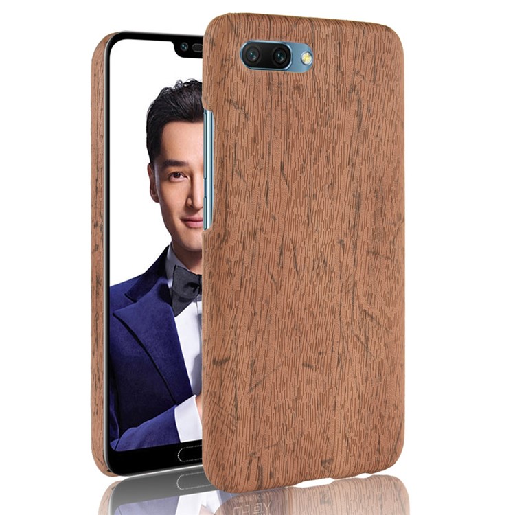 La Caja Revestida Cuero Del Teléfono Celular De La PC De La Textura De La PU De La Textura Para Huawei Honra 10 - Marrón-1