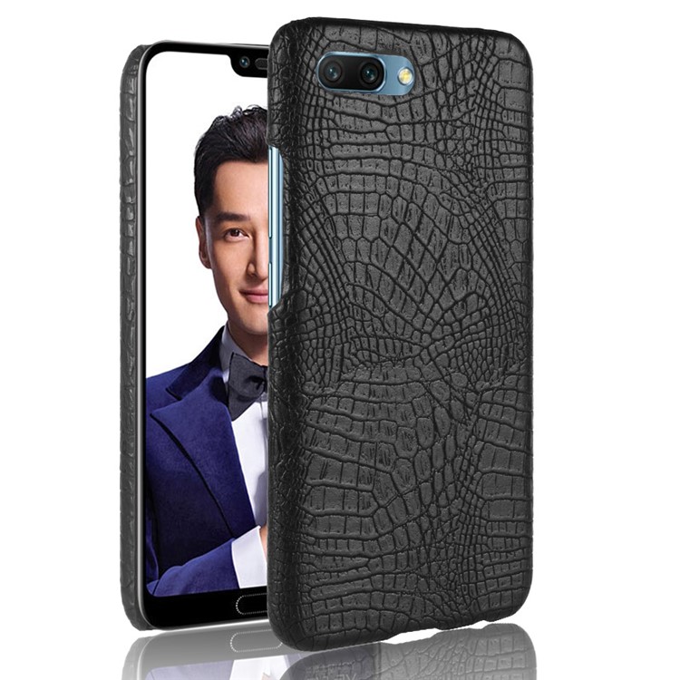 Crocodile Texture PU Leather Coated PC Mobile Case for Huawei Honor 10 - Black-1