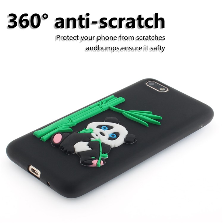 3D Panda Bamboo Soft TPU Mobile Case for Huawei Y5 (2018)/Y5 Prime (2018)/Honor 7s/Honor Play 7 - Black-3