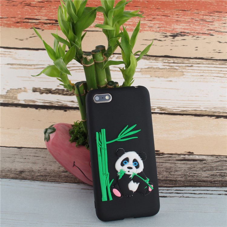 3D Panda Bamboo Soft TPU Mobile Case for Huawei Y5 (2018)/Y5 Prime (2018)/Honor 7s/Honor Play 7 - Black-7