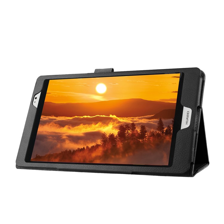 Lychee Skin Leather Stand Case for Huawei MediaPad M2 8.0 - Black-4