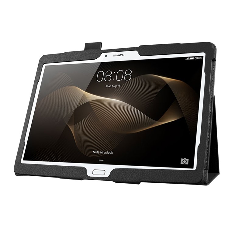 Litchi Skin Leather Stand Case for Huawei MediaPad M2 10.0 - Black-5