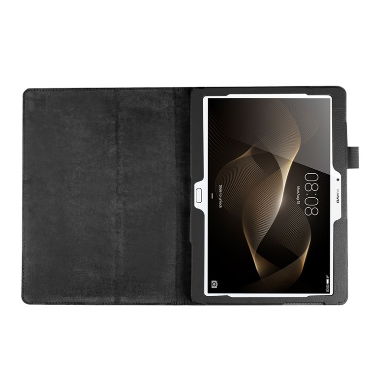 Litchi Skin Leather Stand Case for Huawei MediaPad M2 10.0 - Black-8