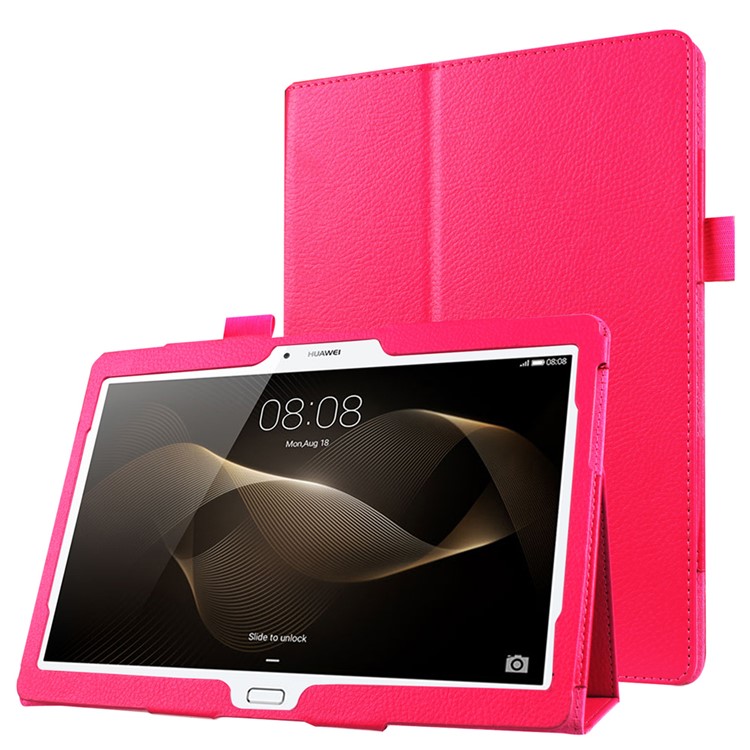 Litchi Skin Leather Stand Case Cover for Huawei MediaPad M2 10.0 - Rose-1