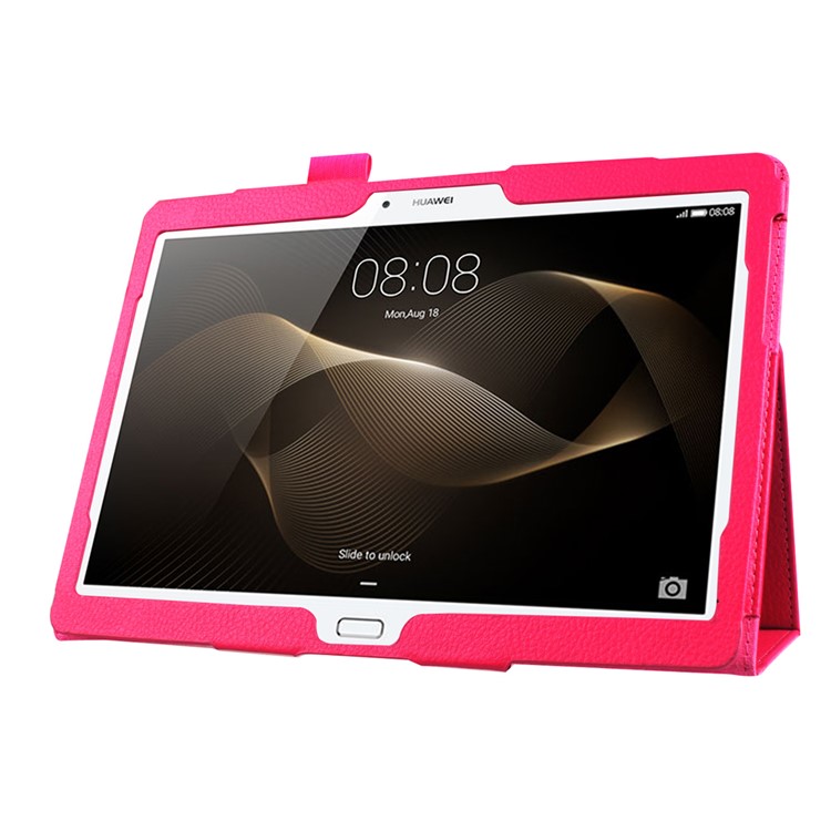 Litchi Skin Leather Stand Case Cover for Huawei MediaPad M2 10.0 - Rose-5