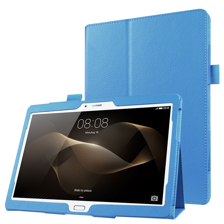 Litchi Skin PU Leather Stand Case for Huawei MediaPad M2 10.0 - Baby Blue-1