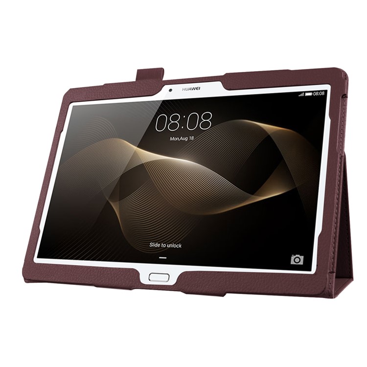 Litchi Skin Leather Stand Case for Huawei MediaPad M2 10.0 - Brown-5