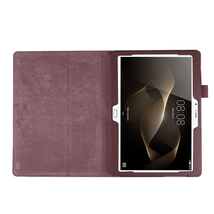 Litchi Skin Leather Stand Case for Huawei MediaPad M2 10.0 - Brown-8