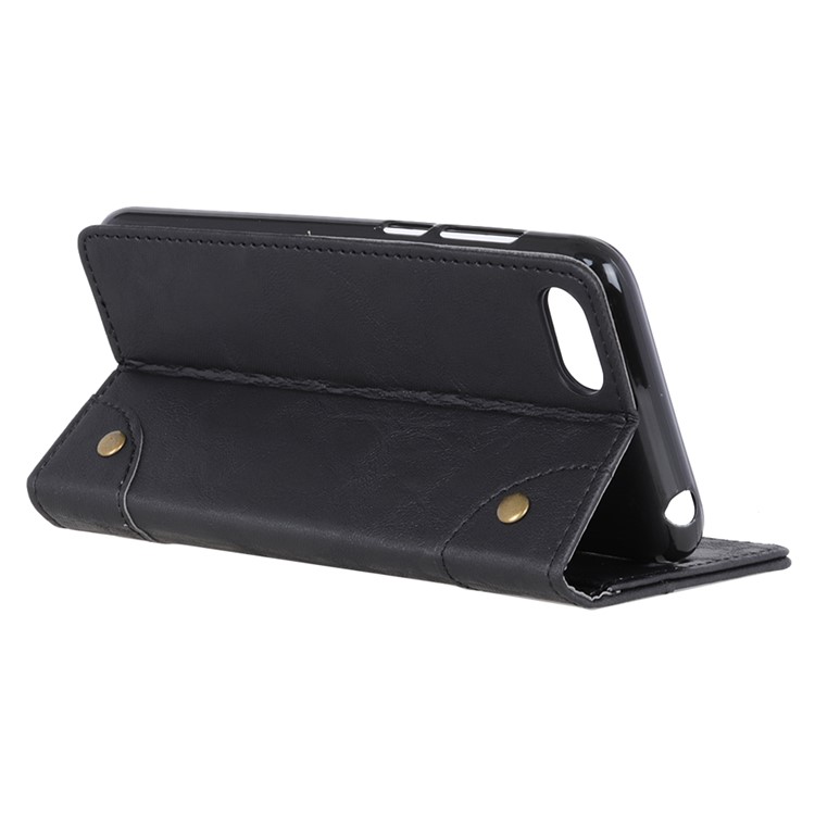 Retro Style Leather Wallet Case for Huawei Honor Y5 (2018) / Y5 Prime (2018) / Honor 7s / Play 7 - Black-8