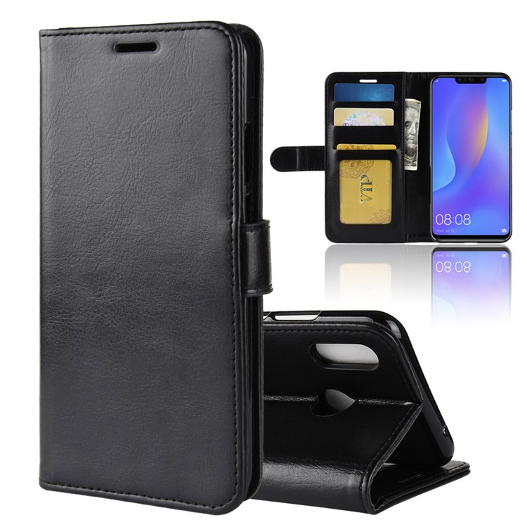 Crazy Horse Texture Wallet Stand Flip Leather Case for Huawei nova 3i / P Smart+ - Black-1