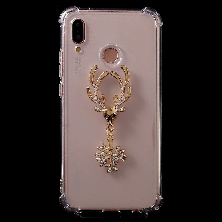 Air Cushion Shockproof TPU Cellphone Cover with Diamante Elk for Huawei P20 Lite / Nova 3e-2
