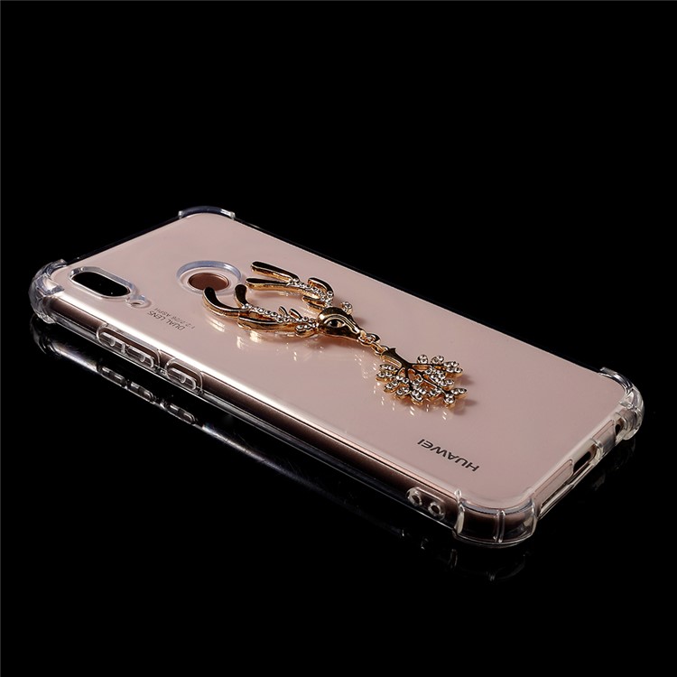Air Cushion Shockproof TPU Cellphone Cover with Diamante Elk for Huawei P20 Lite / Nova 3e-3