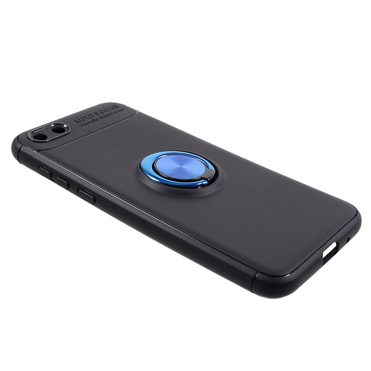 Finger Ring Kickstand TPU Mobile Casing (foglio di Metallo Magnetico Incorporato) Per Huawei Y5 (2018) / Y5 Prime (2018) / Honor Play 7 / Onore 7s - Nero / Blu-2