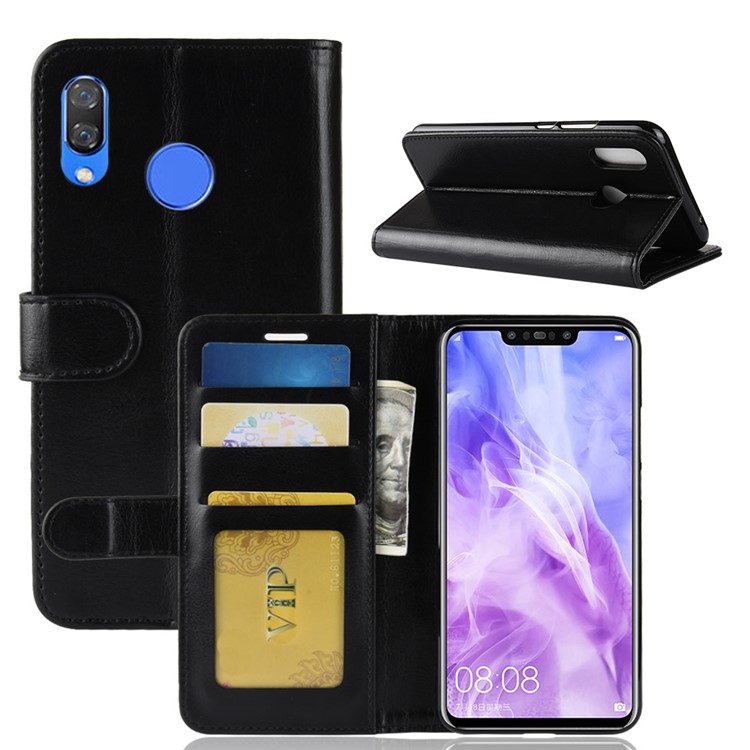 Crazy Horse Magnetic Stand Wallet Leather Mobile Phone Case for Huawei nova 3 - Black-2